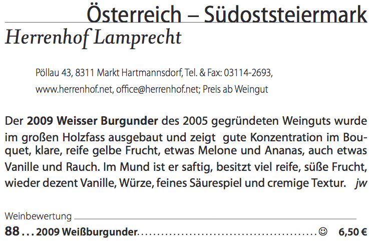 Mondo Weinbewertung Herrenhof Weissburgunder 09